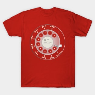 Vintage Retro Red Phone Rotary Dial Funny Phone Number T-Shirt